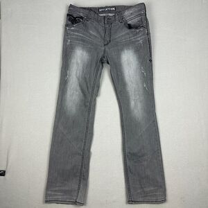 Affliction Mens Size 34 Blake Distressed Slim Fit Jeans Gray Wash Denim Stretch
